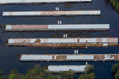 Aerial view of a CAFO farm surrounded by flood waters in Duplin County.