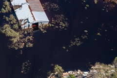 Aerial view of a CAFO surrounded by flood waters in Duplin County.