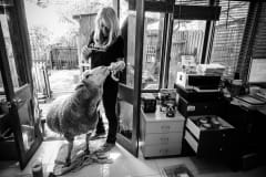At home with a rescued sheep. Australia, 2013.