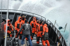 Crew prepare as the Bob Barker approaches the Japanese whaling fleet. Antarctic, 2010.