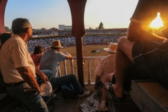 "Sol" seats are finally tolerable as the sun sets over the sixth and last bullfight of the evening. Spain, 2009.