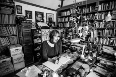 Writer Carol J. Adams at her desk. USA, 2015.