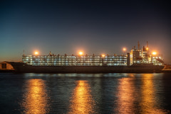 A livestock export ship bound for the Middle East leaves a port with 60,000 animals on board. Australia, 2018. Gav Wheatley / HIDDEN / We Animals Media