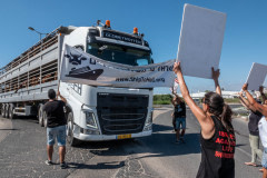 Activists protesting live transport. Israel, 2018.