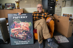 Tofurky founder Seth Tibbott in his old office across the street from the new Tofurky headquarters. USA, 2021. Jo-Anne McArthur / We Animals Media