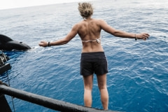 Fiona, jumping in to the icy Antarctic Ocean. 2010.