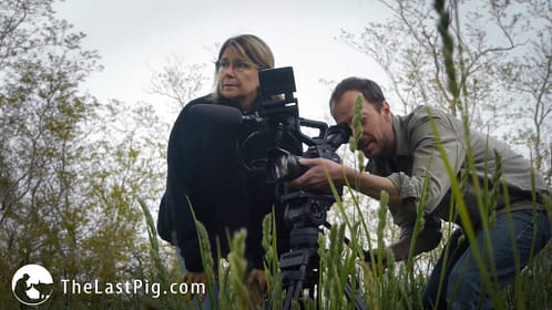 Allison Argo and Joseph Brunette on set for The Last Pig. Photo courtesy of The Last Pig