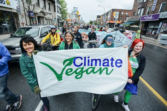 Anita Krajnc and fellow activists during Veggie Pride Parade in Toronto. Canada, 2015.